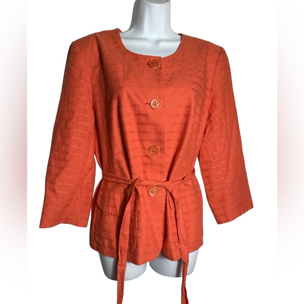 Banana Republic Orange Textured Belted Blazer (Bin 13)